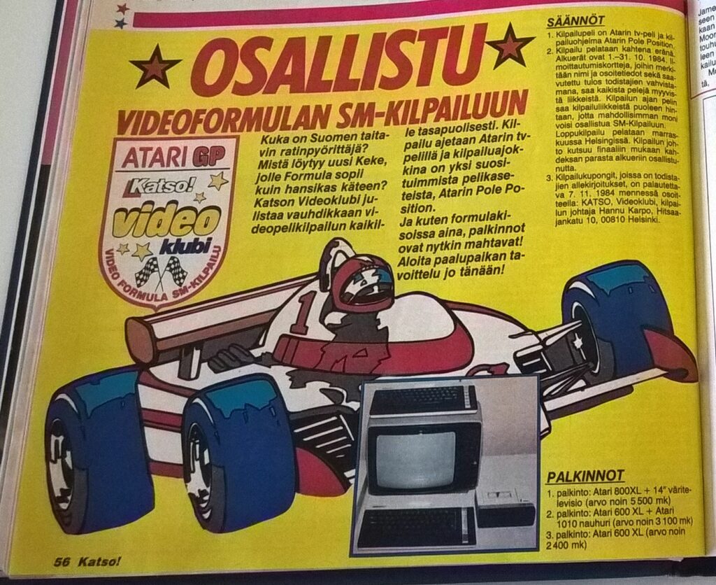 Kuva 3. Videoformulan SM-kisojen mainos Katso-lehdessä 1984.