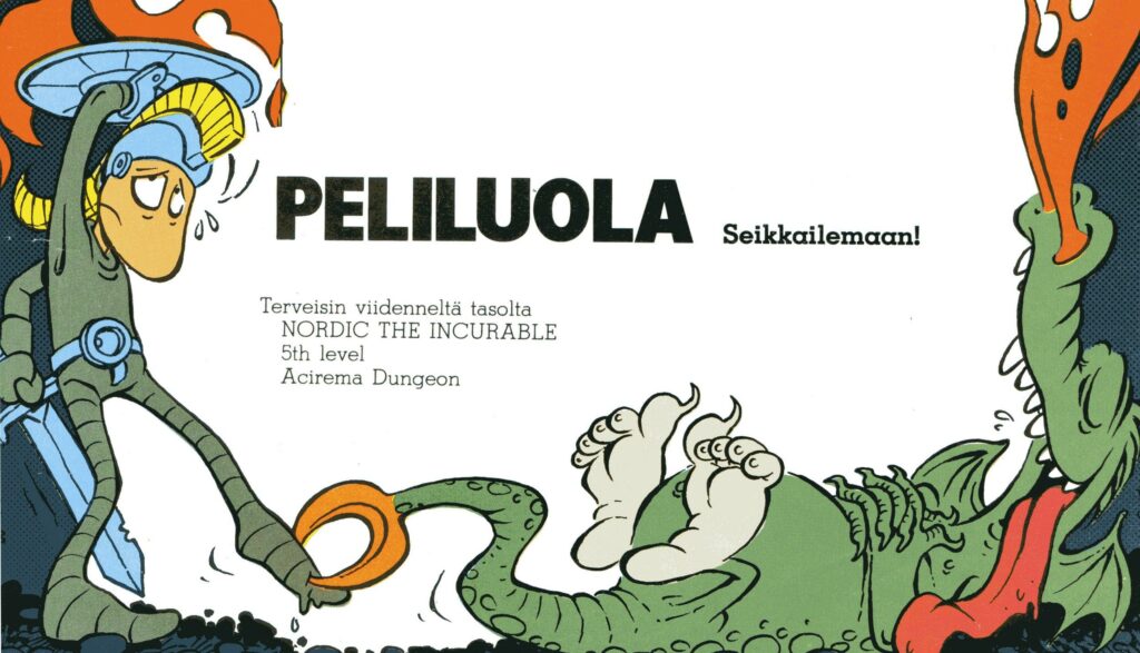 Kuva 6. Peliluola-palstan kuvitusta, MikroBitti 3/1985.